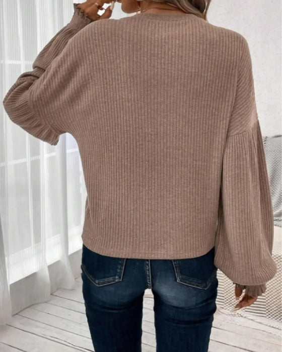 Topp Rund Hals Drop Skulder Lanterne Erme