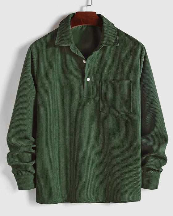 Bluse Menn Solid Farge Jakkeslag Knapp