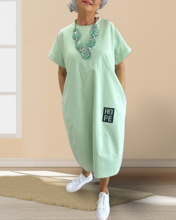 Kjole Kort Erme Uformell Rett Lomme