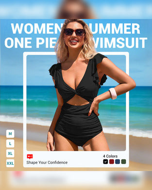 Sexy Rysj Ett Stykke Badedrakt – Rysjedetalj, Magekontroll & Levende Farger