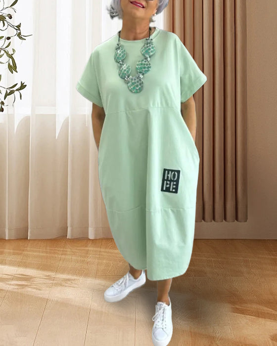 Kjole Kort Erme Uformell Rett Lomme