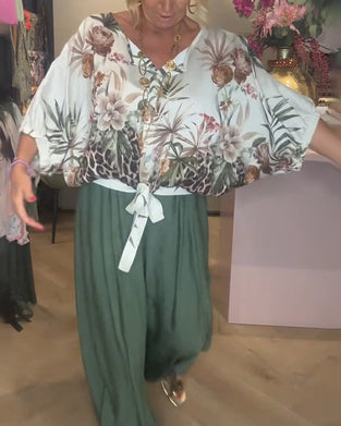 Bluse Flaggermus Erme Trykk Løs
