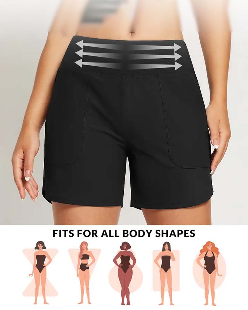 Shorts Høy Midje Splitt Sportslig Casual
