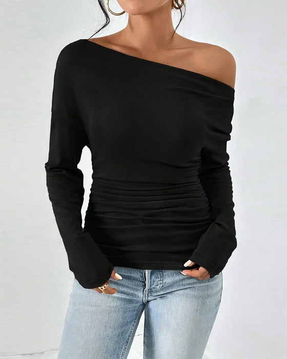 Topp Off-Shoulder Lagdelt Solid