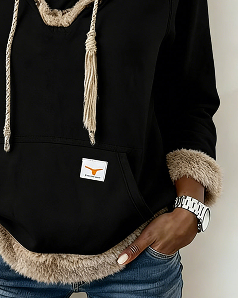 Langermet Genser Med Lappetæktsdetaljer Og Lomme