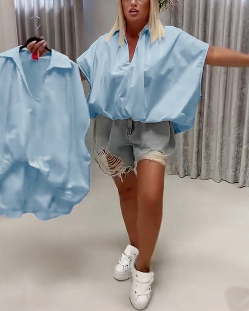 Bluse Jakkeslag Loose Fit Flagermuserme