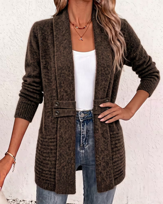 Cardigan Solid Farge Knapp Pyntet