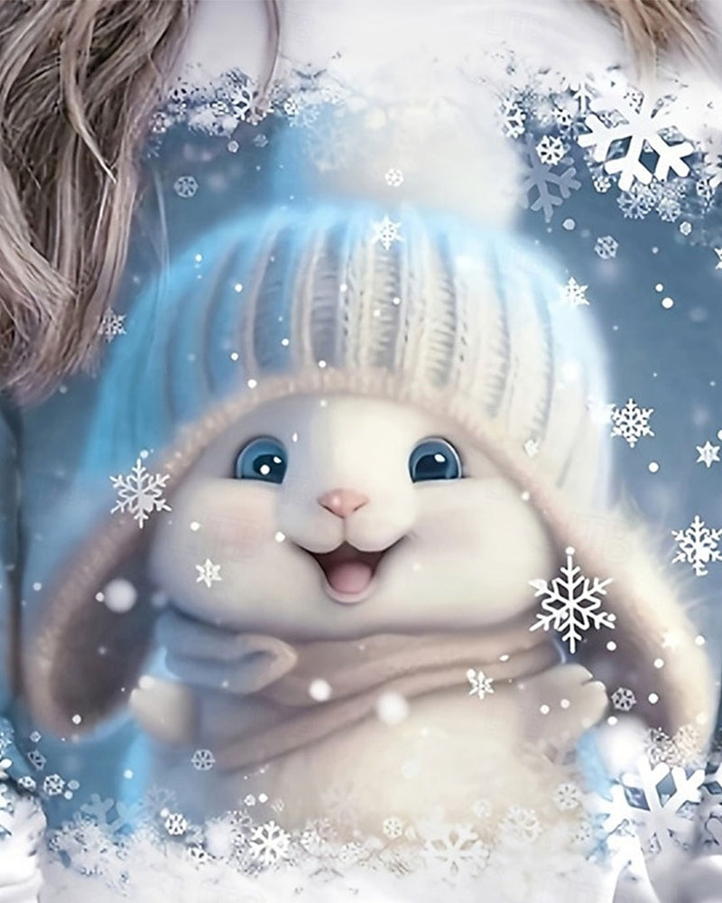 Hoodie Med Drømmende Stil, Snøfnuggmønster Og Kausal Stemning