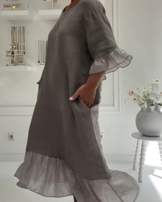 Kjole Ruffle Lomme Casual