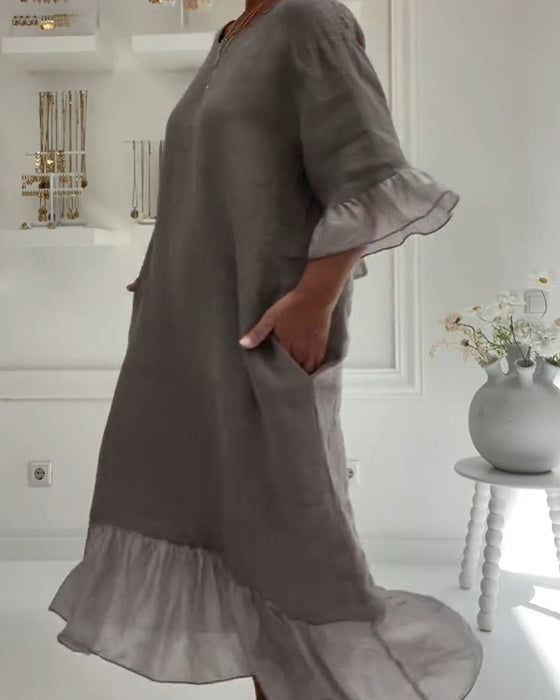 Kjole Ruffle Lomme Casual