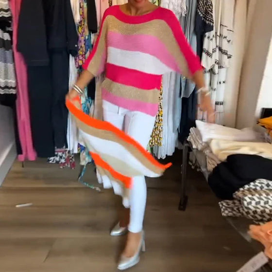 Fargeblokk genser med rund hals