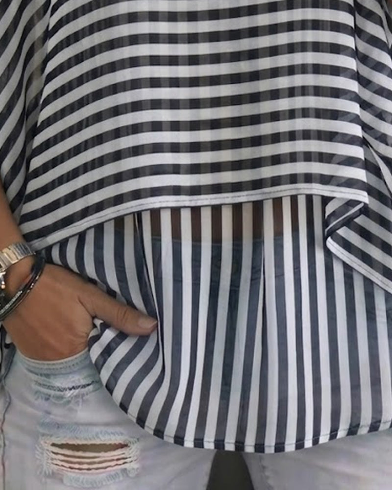 Bluse Stripe Rundhalset Flagermuserme