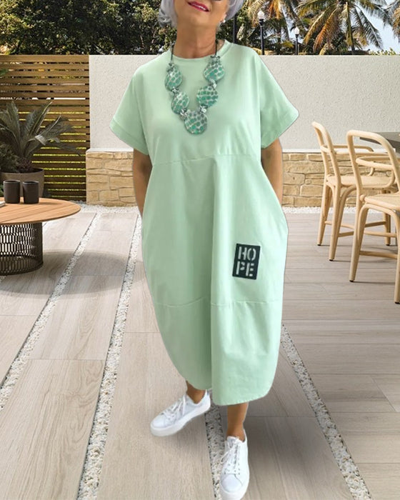 Kjole Kort Erme Uformell Rett Lomme