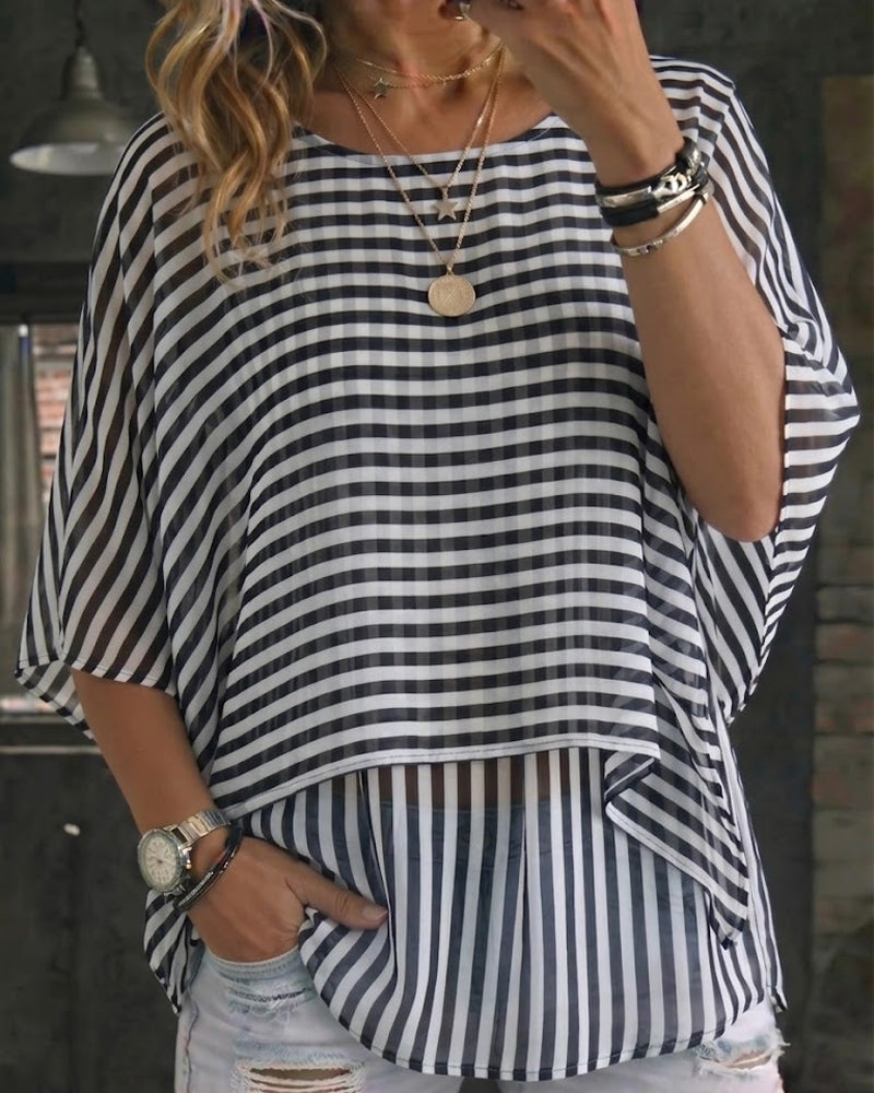 Bluse Stripe Rundhalset Flagermuserme