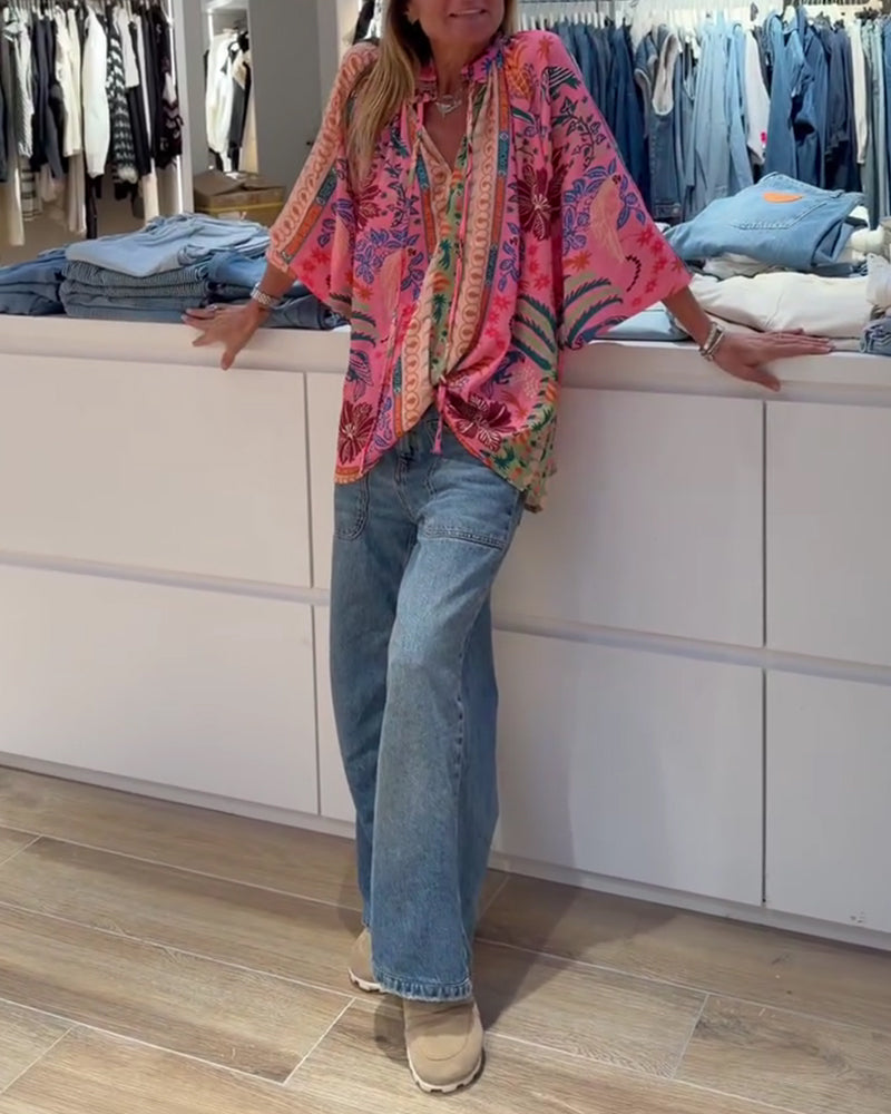 Bluse Bohemisk Trykk