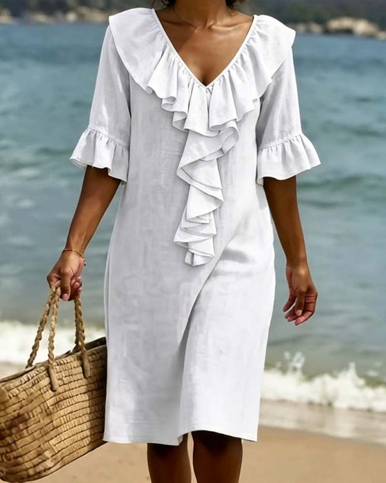 Kjole V-Hals Rysj Shift