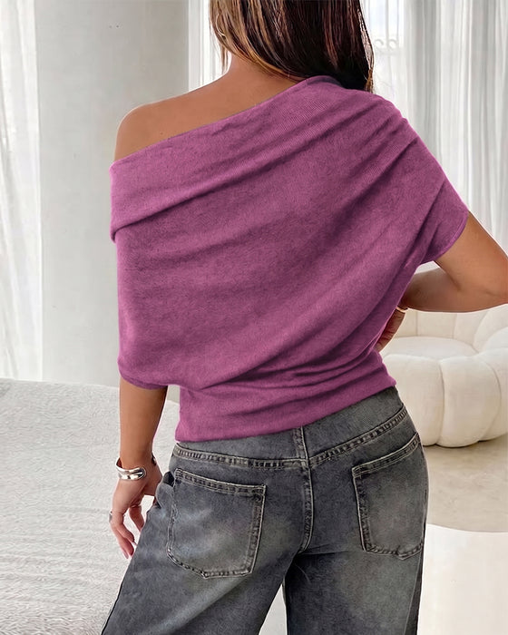 Bluse Flagermuserme Off-Shoulder Ensfarget