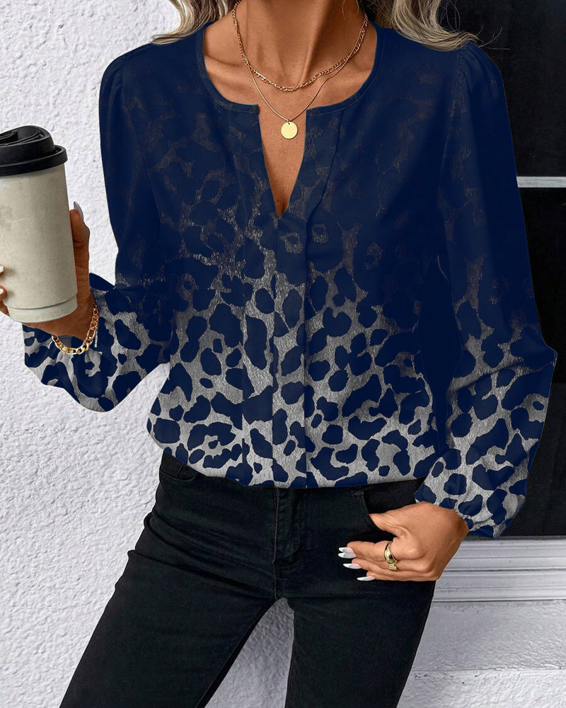 Skjorte Puffermet Gradient Leopardprint