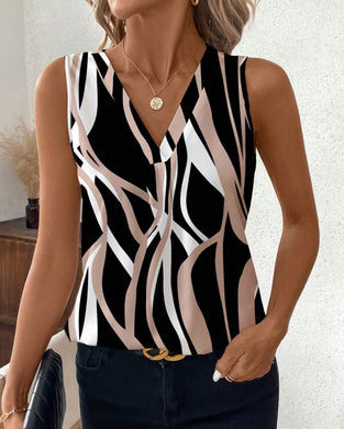 Vest V-hals Blomstret Uten Ermer