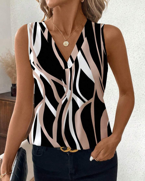 Vest V-hals Blomstret Uten Ermer