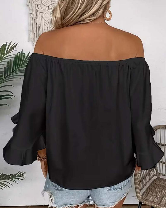 Bluse Bandage Off-Shoulder Rynket Erme