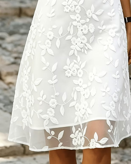 Kjole Skjortekrage Ermeløs Blonde Sheer