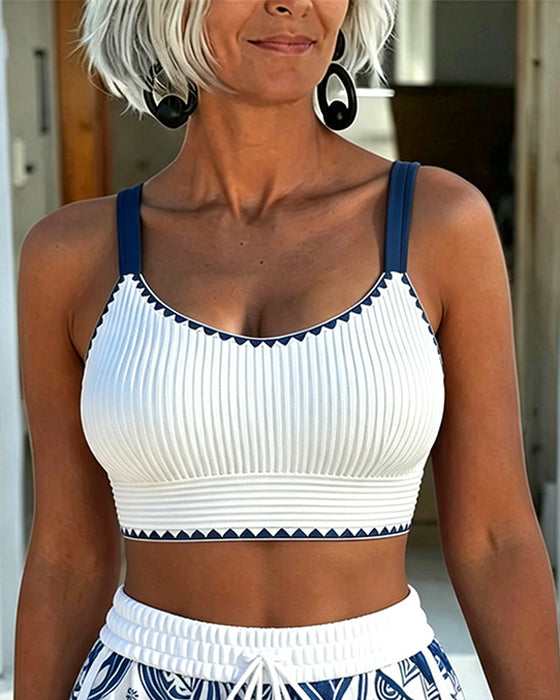 Bikini Spagettistrap Ribbet U-Hals