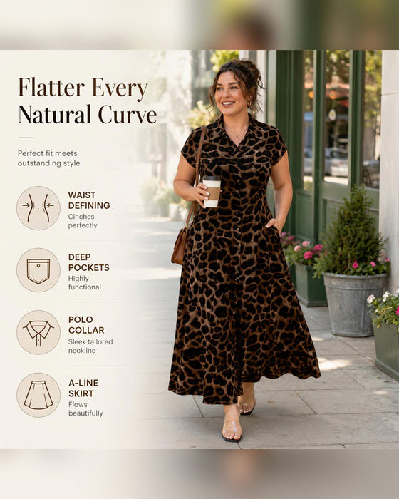 Kjole Avslappet Leopard Maxi