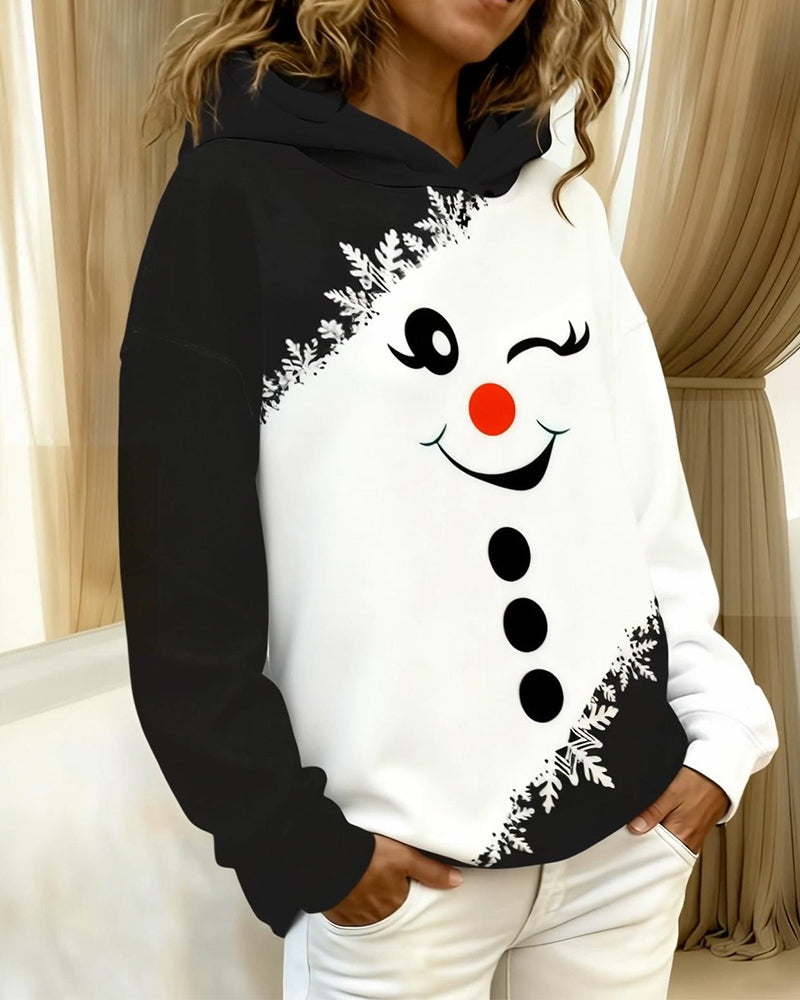 Langermet Hette Med Trykk Og Fargeblokkering