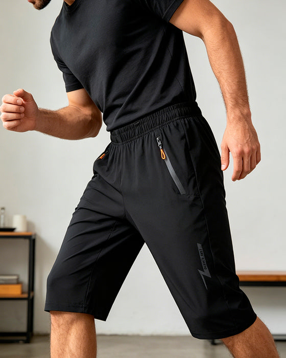 Shorts Herre Avslappet Sport Ensfarget Fempunkt