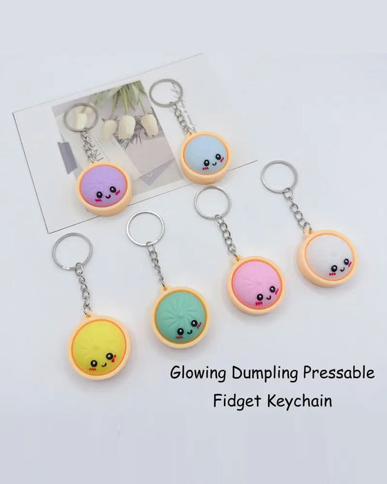 Søt Dumpling Pressbar Glød Squishies Fidget Nøkkelring