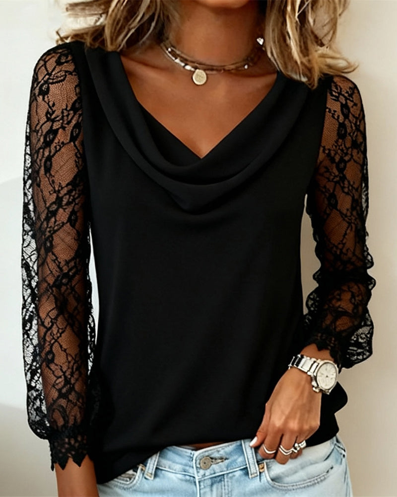 Topp Med Drapert Krage Og Lappetæktsdetaljer