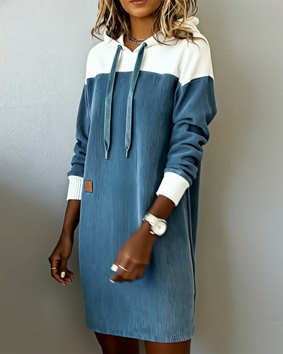 Kjole Med Hette Fargeblokkert Manchester