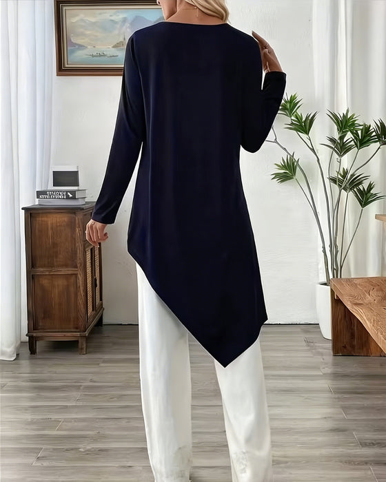 Top Asymmetrisk Midjelangt Ensfarget