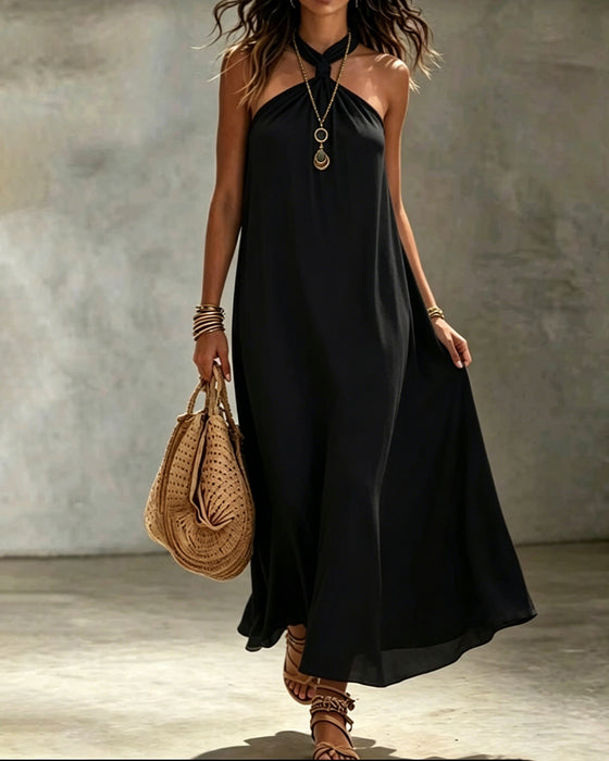 Kjole Solid Farge Halsrem Ermsøs