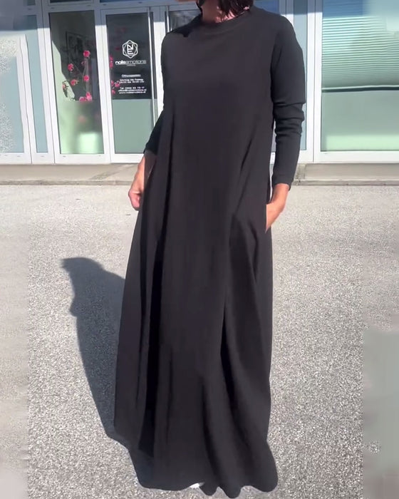 Kjole Løstsittende Lang Erm Rund Hals