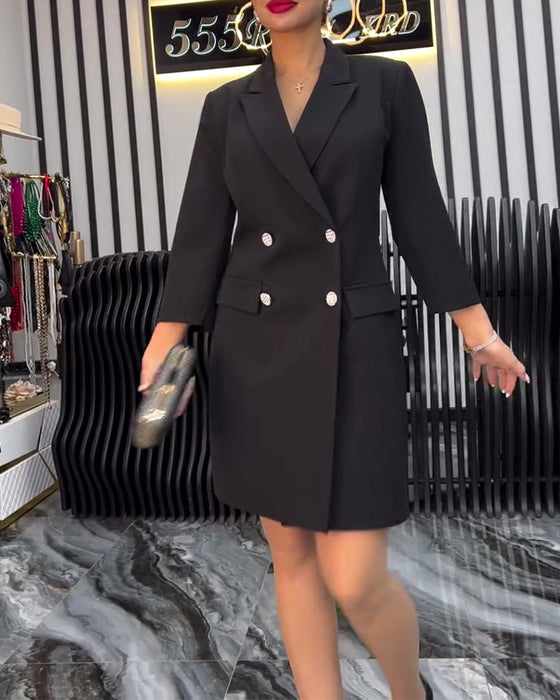 Krage Slips Kjole Dobbelkneppet Dress