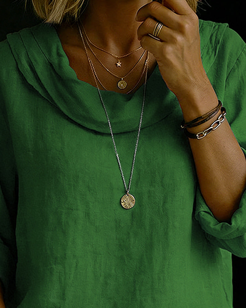 Topp Nedbrettet Krage Bomull