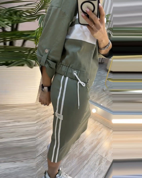 Sett uformell jakke ermeløs kjole