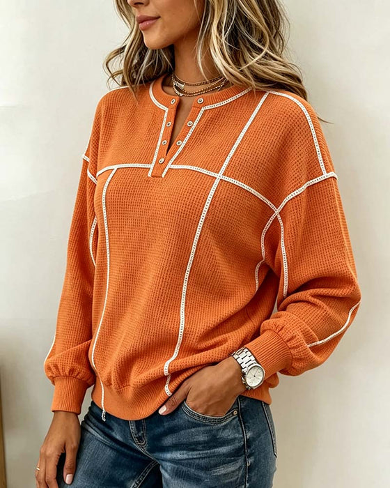 Sweatshirt V-Hals Linje Lang Erme