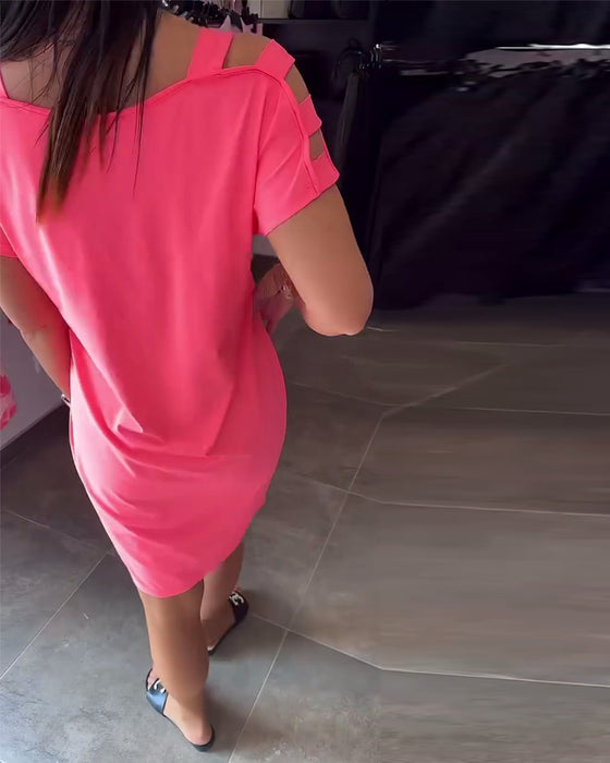 Kjole Off-Shoulder Trykt Moteriktig