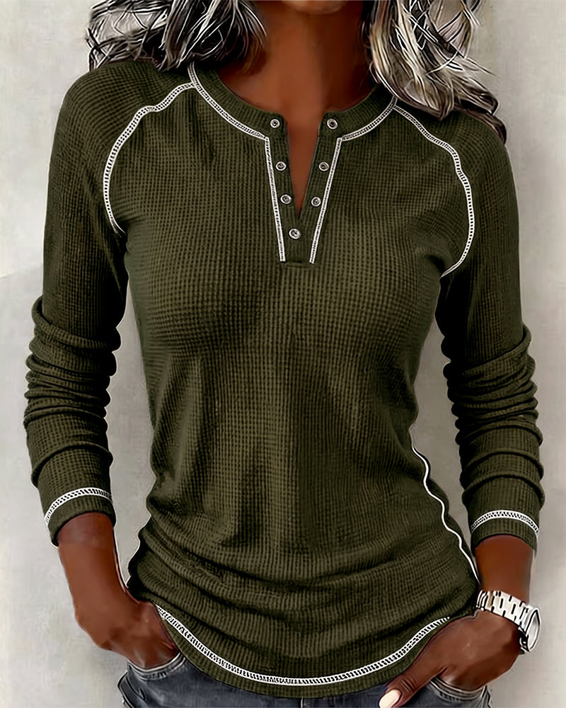 Topp Vaffel Henley Lang Erme