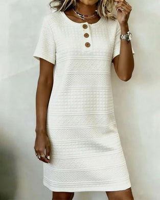 Kjole Trekneppet Jacquard Rett