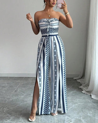 Jumpsuit Geometrisk Bandeau Spalte Bred Ben