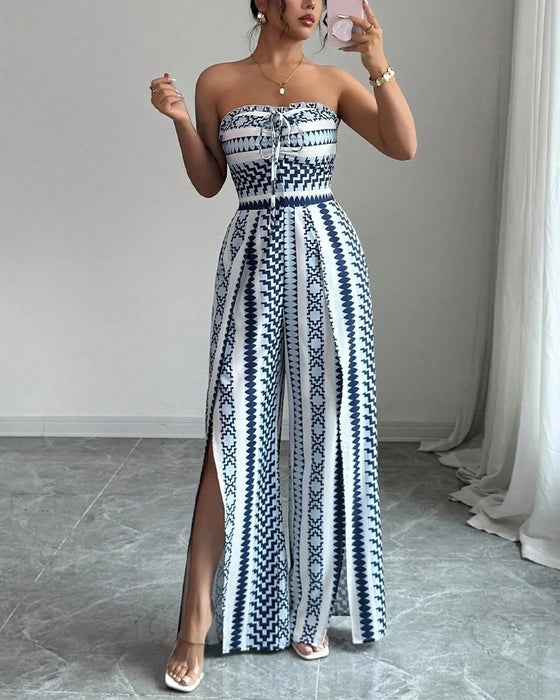 Jumpsuit Geometrisk Bandeau Spalte Bred Ben