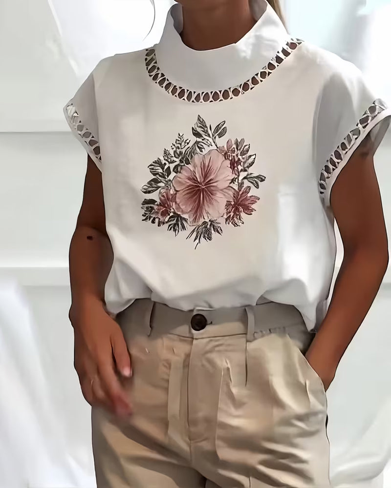 T-Skjorte Halv Turtleneck Ermløs Hull