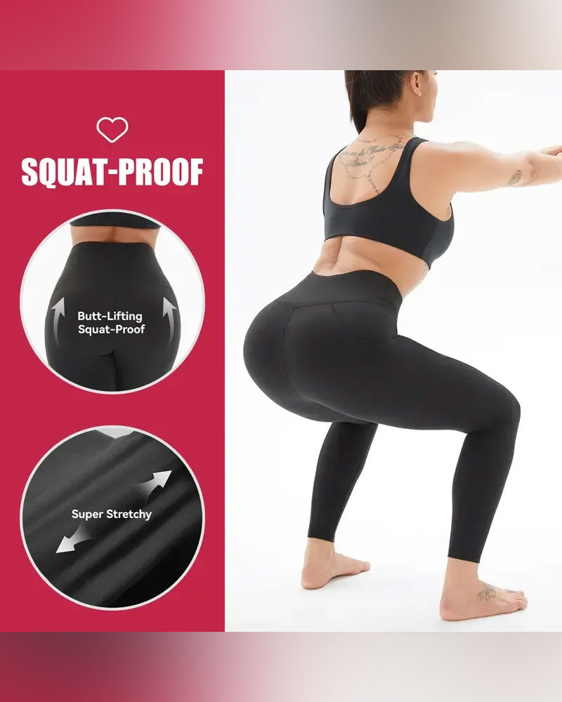Dame Høy Midje Fleeceforet Leggings Med Lommer