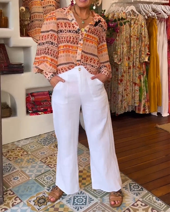 Skjorte med jakkeslag og retrotrykk