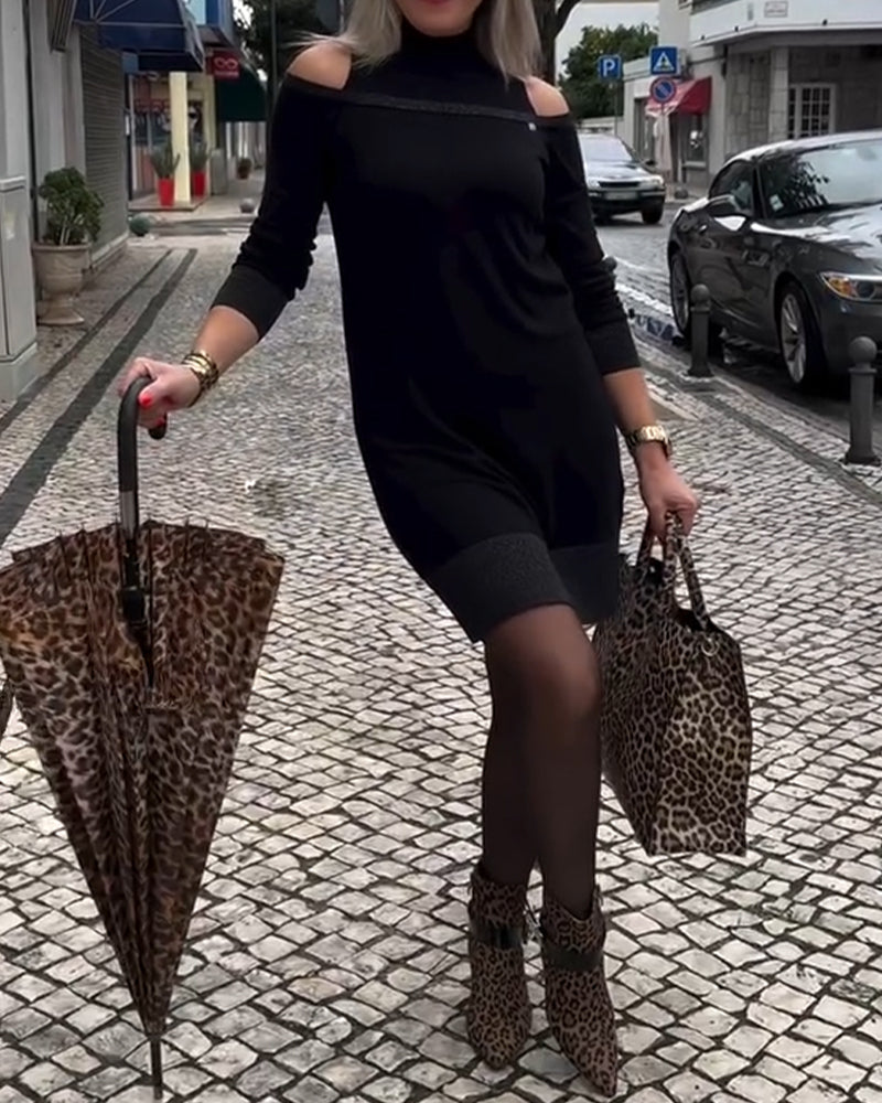 Kjole Skulderfri Langermet Mote