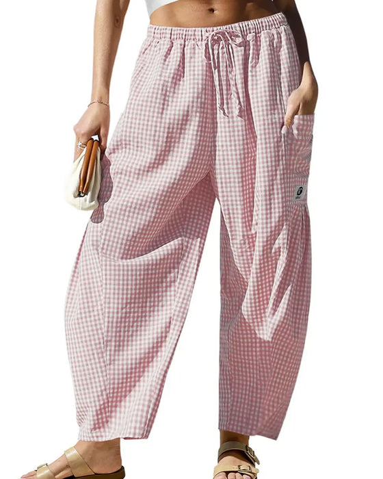 Bukser Casual Rutete Mønster Cropped